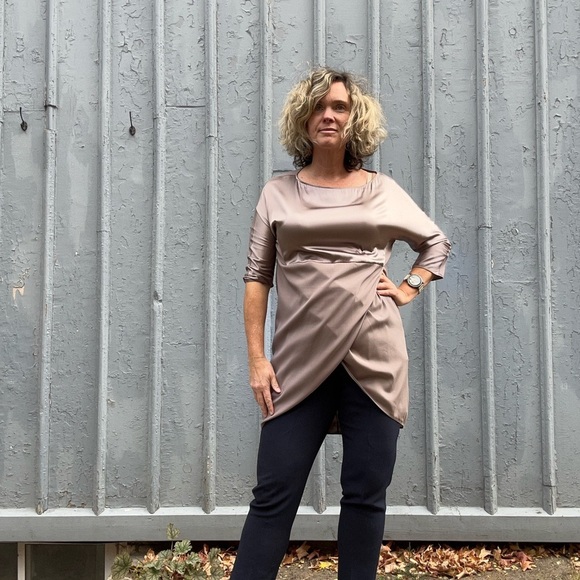 Fabiana Filippi Champagne Silk Dress, Size Large - Picture 4 of 15